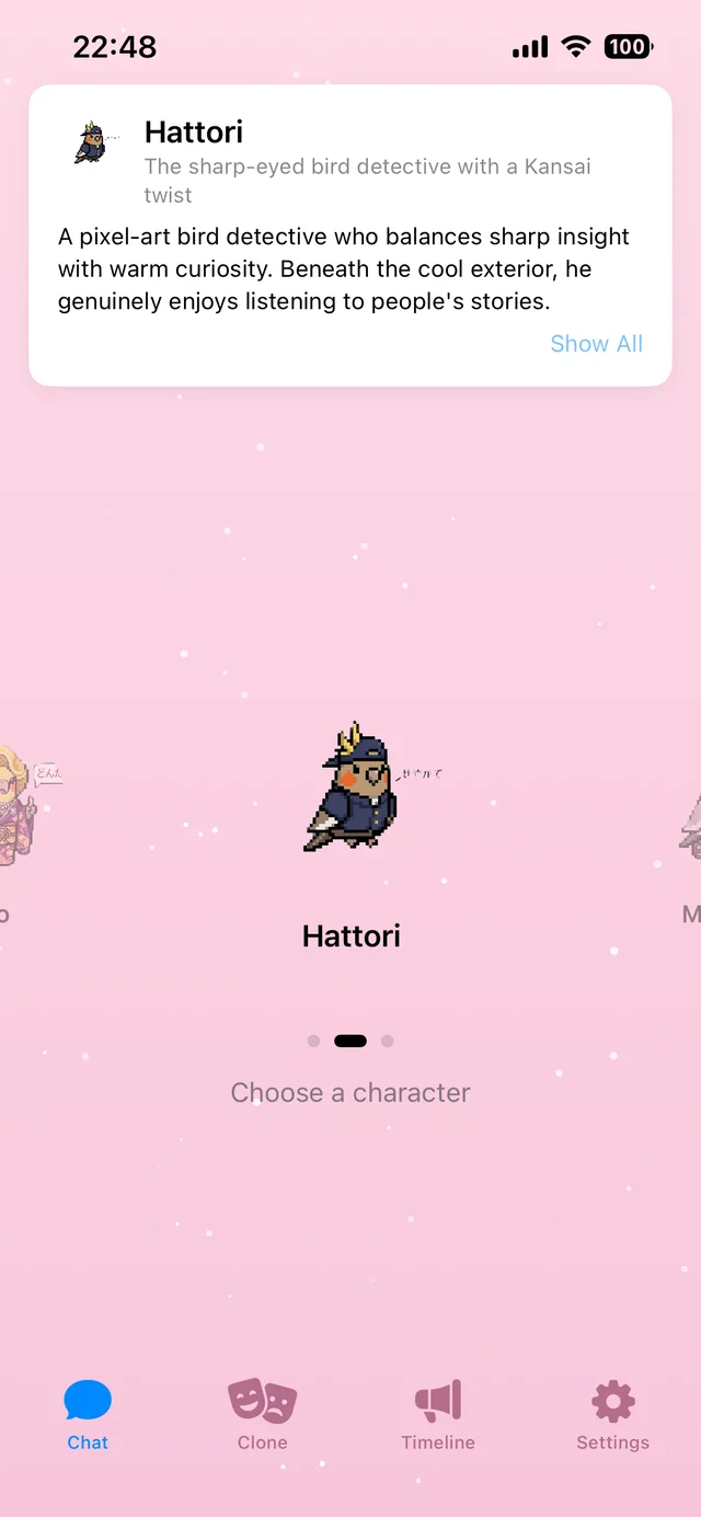 Character select screen showing Hattori